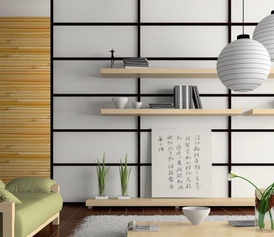 Японский стиль и лаконизм в интерьере гостиной